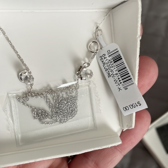 Sterling Silver Cultured Pearl & White Topaz Pendant and Drop Earrings - Picture 2 of 2